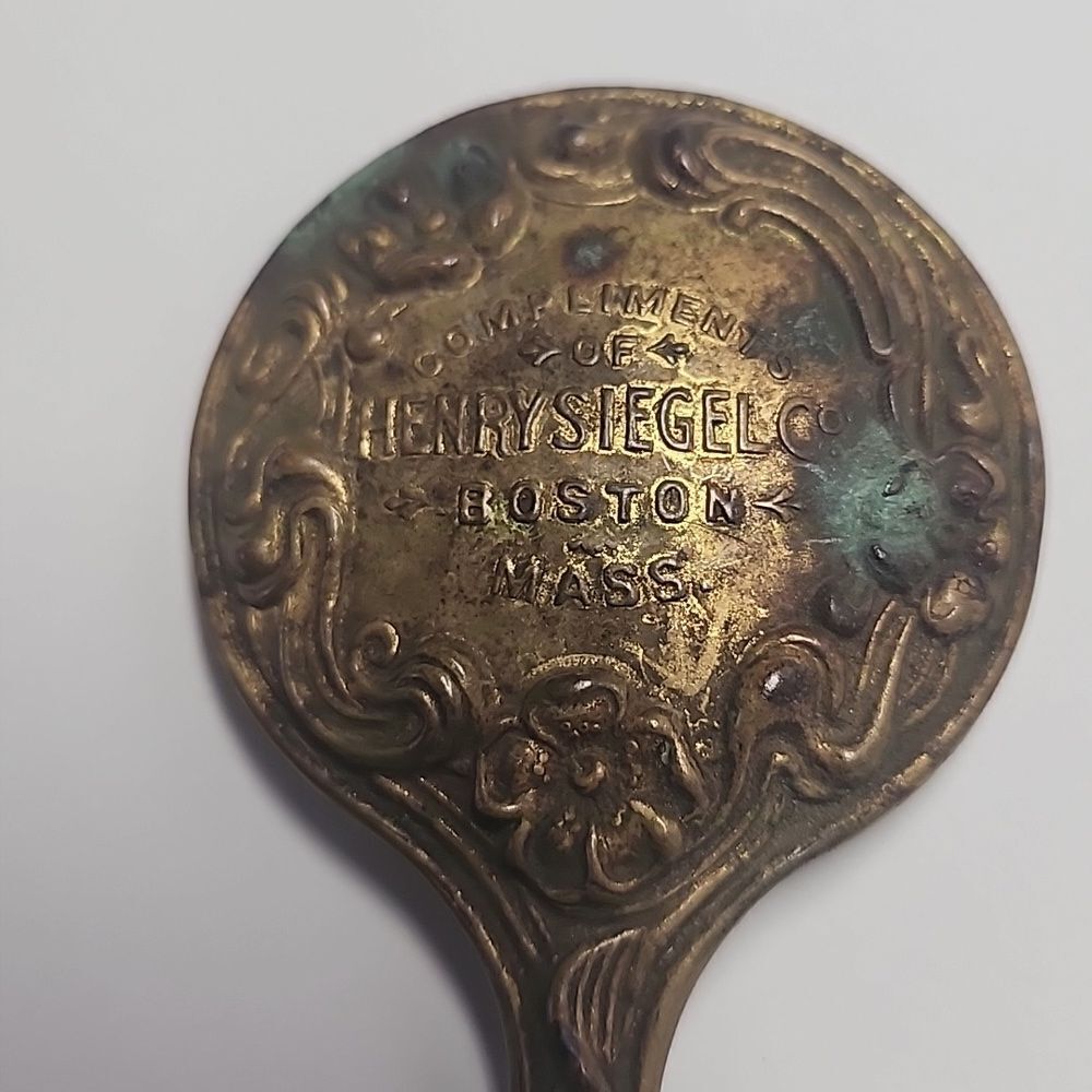 Vintage Ornate Metal Hand Mirror in Aged Brass Tone/ miniature!! - Picture 3 of 11
